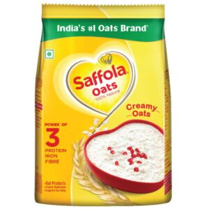 Saffola Oats Creamy Oats 500gm Pack– 100% Natural, Healthy Breakfast with Protein, Iron & Fibre