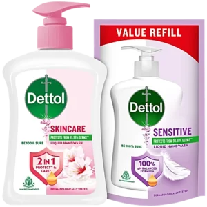 Dettol Skin Care Liquid Hand Wash 200ml (with 175ml Refill Free) | Germ Protection Handwash with Moisturizing Care | Value Pack